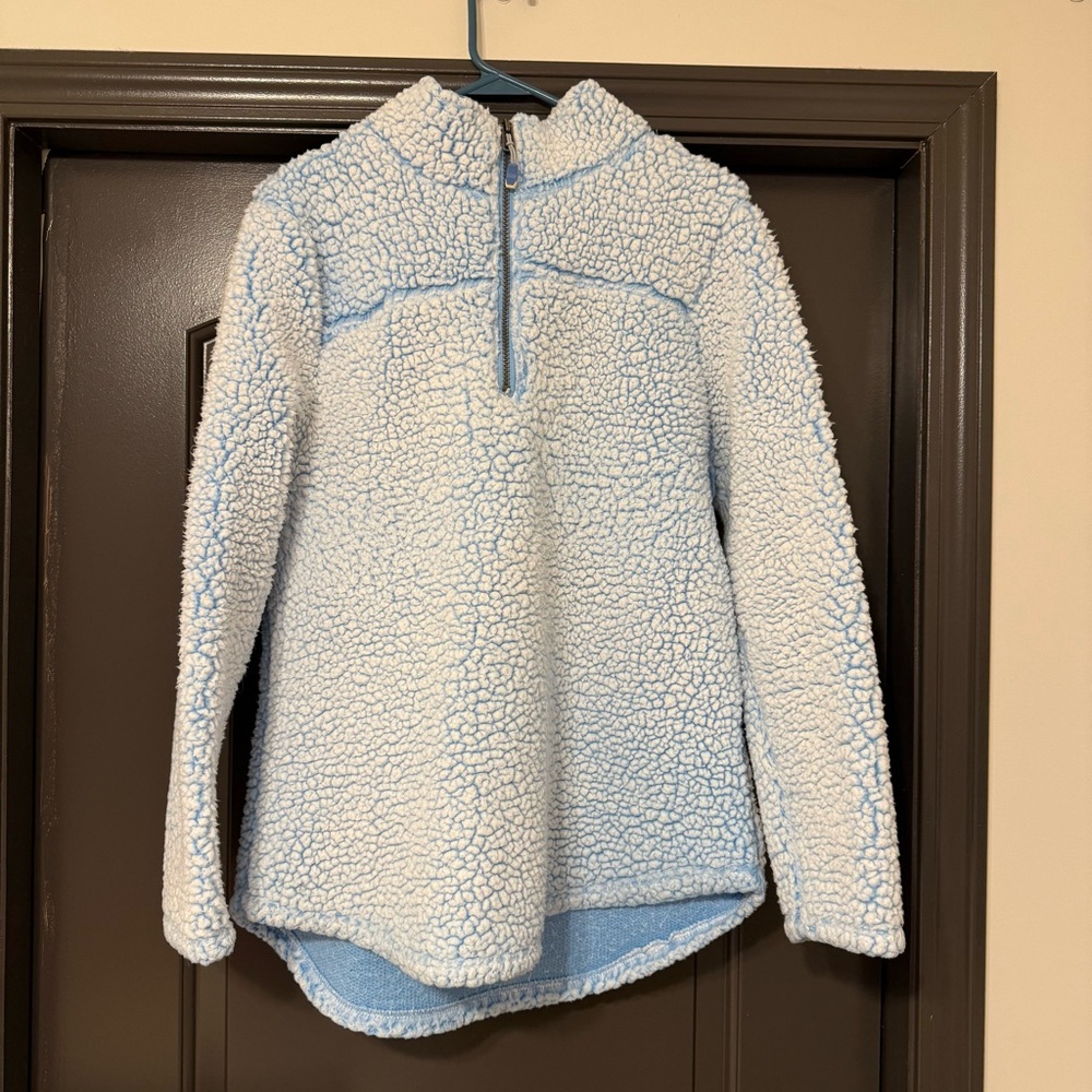 Green Tea brand light blue baby blue Sherpa quarter zip pullover sweatshirt